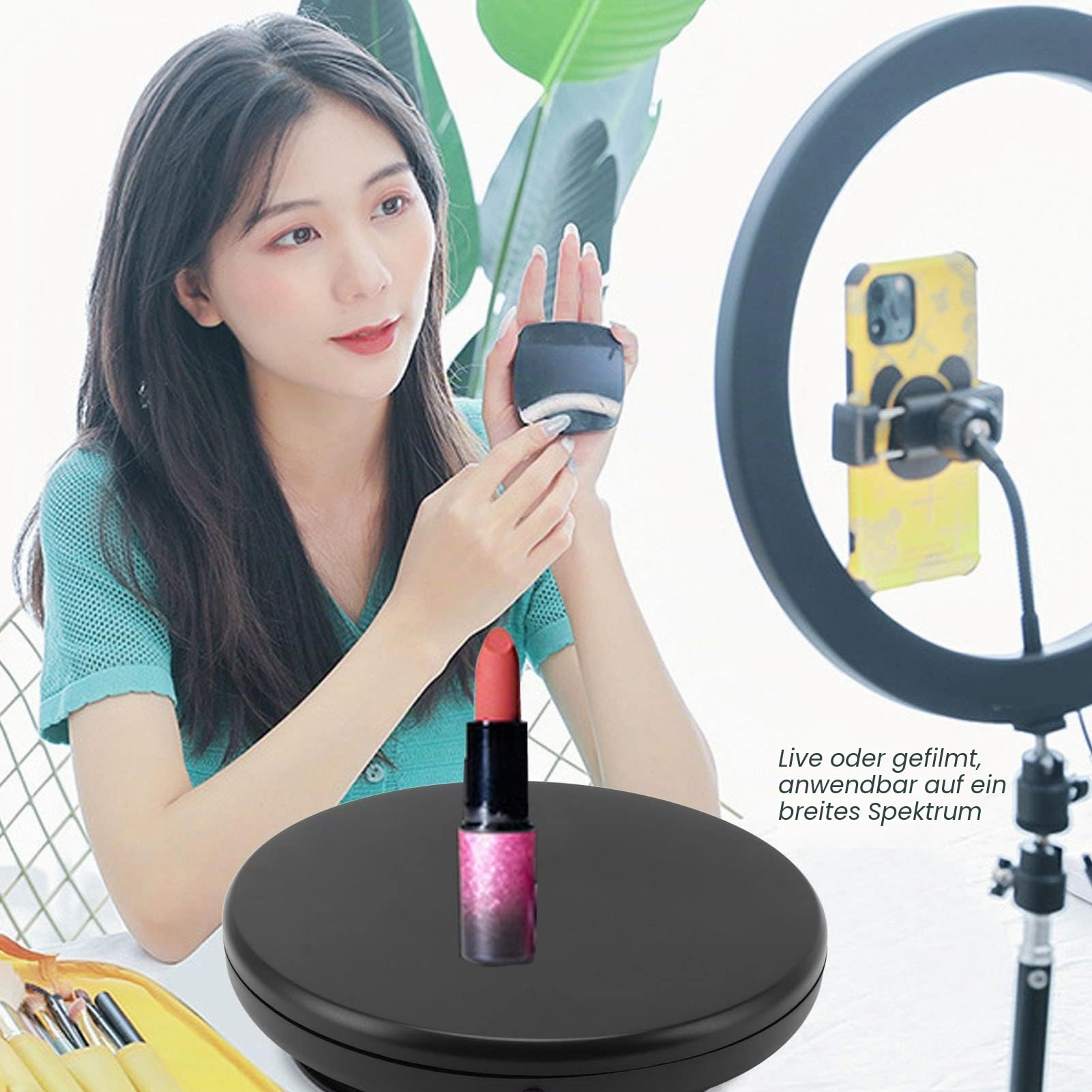 45 cm Elektrischer Drehteller für Fotografie, 100 Kg Kapazität, 25 S/r, 360-Grad-Display-Ständer, Fernbedienung, für Live-Streaming, Videoaufnahmen, Produktpräsentation