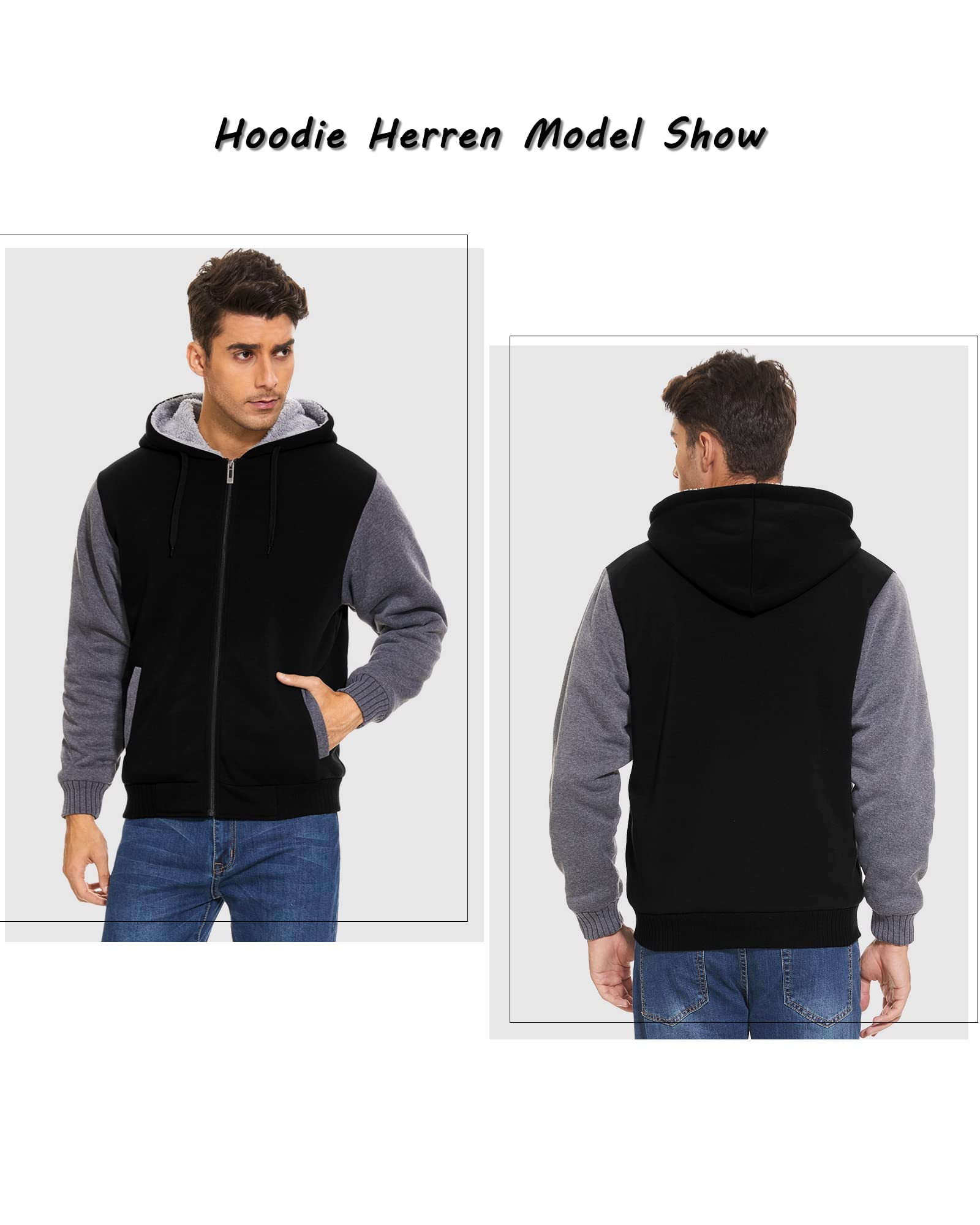 LLdress Sudadera con Capucha para Hombre Sudadera con Cremallera y Forro Polar Chaqueta CáLida de Invierno con Bolsillos