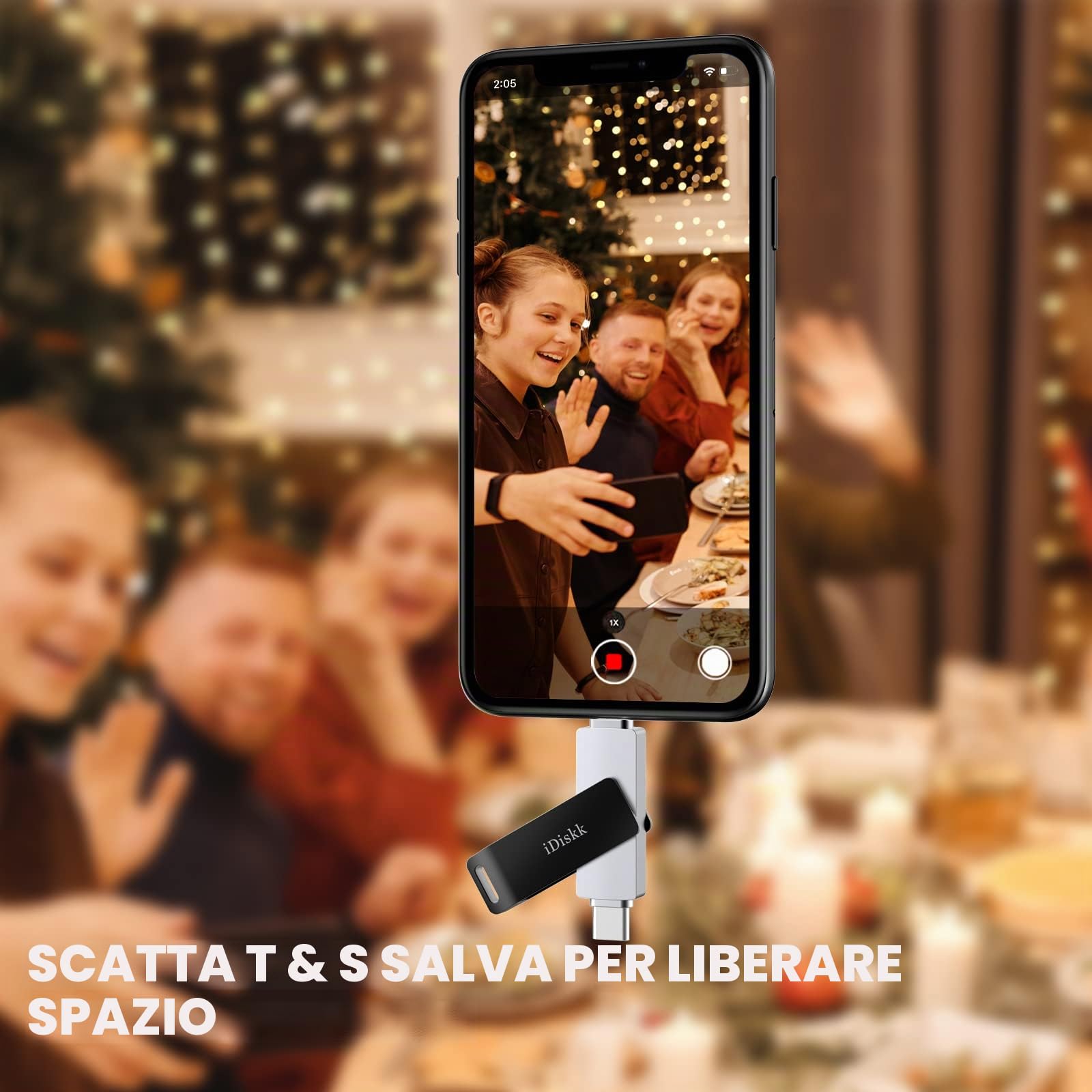 【Certificato MFi】 iDiskk 512 GB 2 in 1 tipo C a Lightning iPhone Photo Stick, memoria USB-C a iPhone, chiavetta USB iPhone funziona con telefoni USB-C, iPhone/iPad, Mac e computer