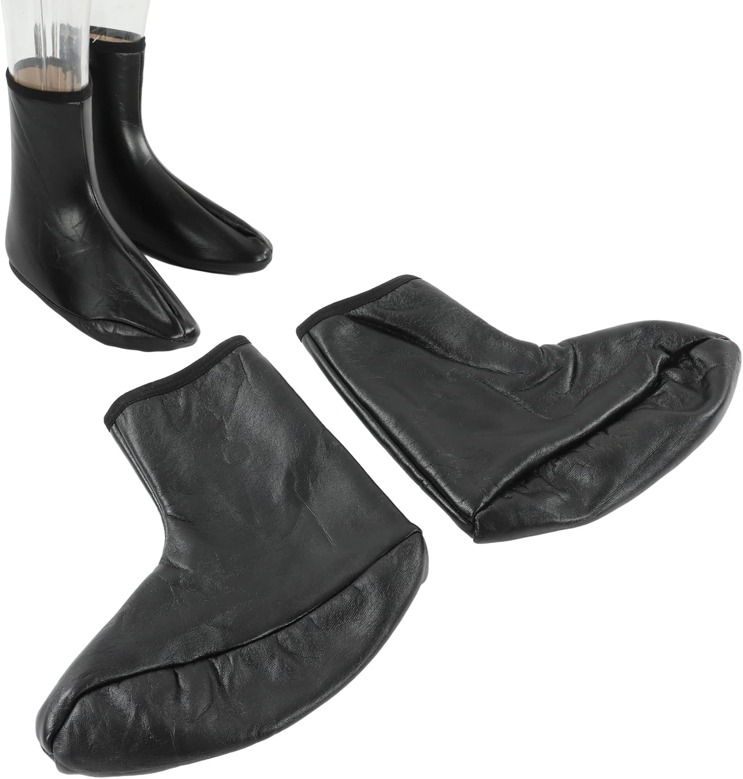 Leather Zipper Socks, Unisex Waterproof Muslim Sock Islamic Thermal Prayer Winter Socks Khuffy Leather Black Sock for Men Women 35-40