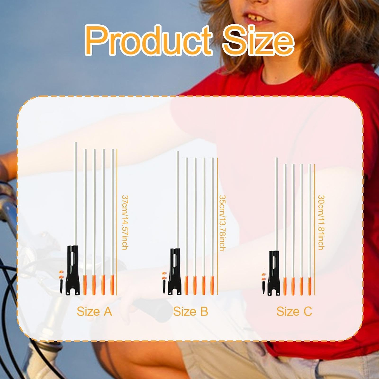 kowaku Kids Bike Flag Pole Lightweight Glass Fiber Portable Flagpole for Children Bicycle Flagpole for Riding Outdoor Indoor, 30 cm