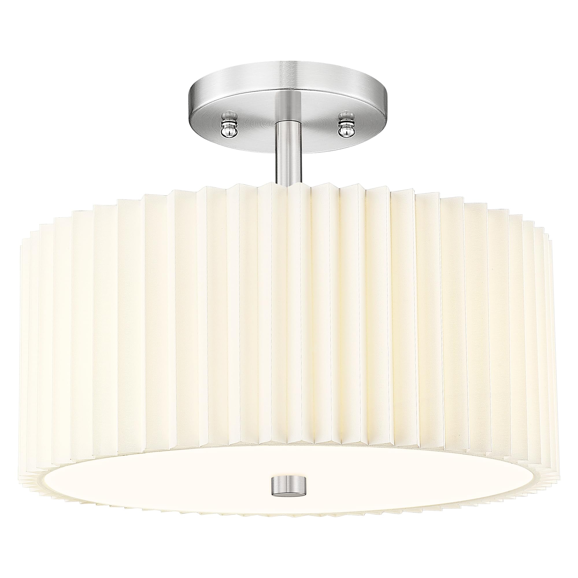 12.5" Drum Semi Flush Mount Ceiling Lights, Pleated Fabric Shade