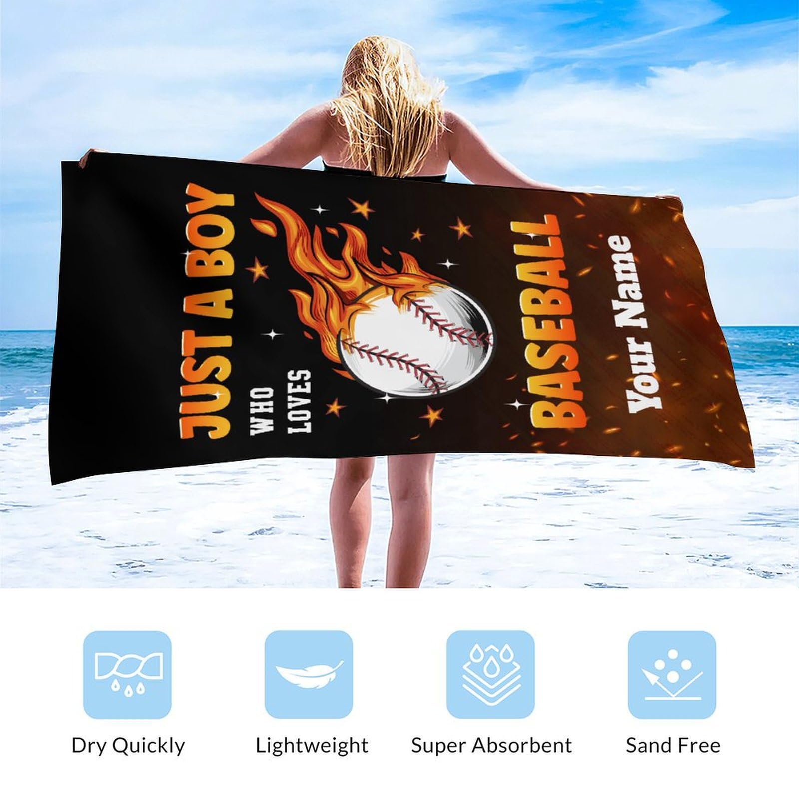 Toallas personalizadas con nombre, toallas de natación de gran tamaño de 40 x 70 pulgadas, de secado rápido, para playa, viajes, camping, ligeras y resistentes a la arena para hombres
