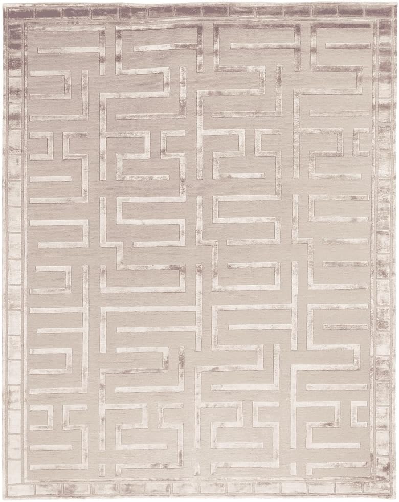 David Meyer Contemporary 9' x 12' New Zealand Wool and Art Silk Beige Handmade Area Rug