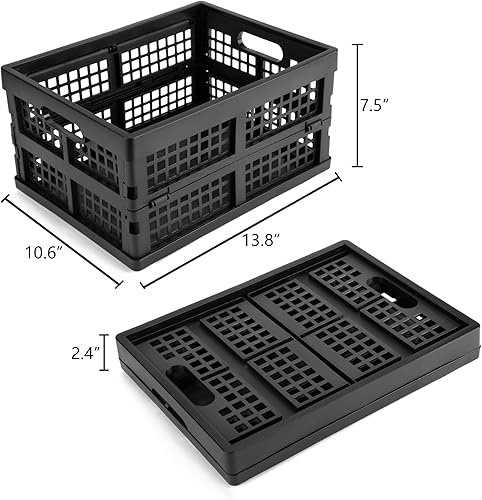 Miniatura 4 de Cajas de almacenamiento plegables de plástico de 16L, almacenamiento de cajas plegables, paquete de 4, negro