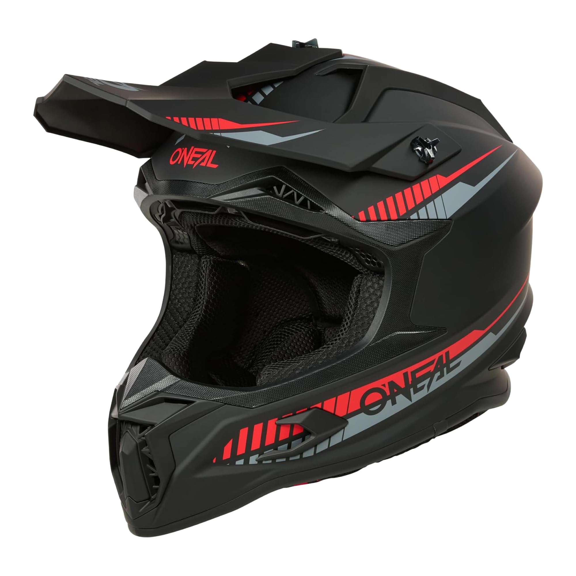 O'NEAL C-SRS - Casco da motocross SOLID nero/rosso (taglia M), certificato ECE 22.06, robusto guscio in ABS, sistema di ventilazione efficiente e fodera interna rimovibile e lavabile