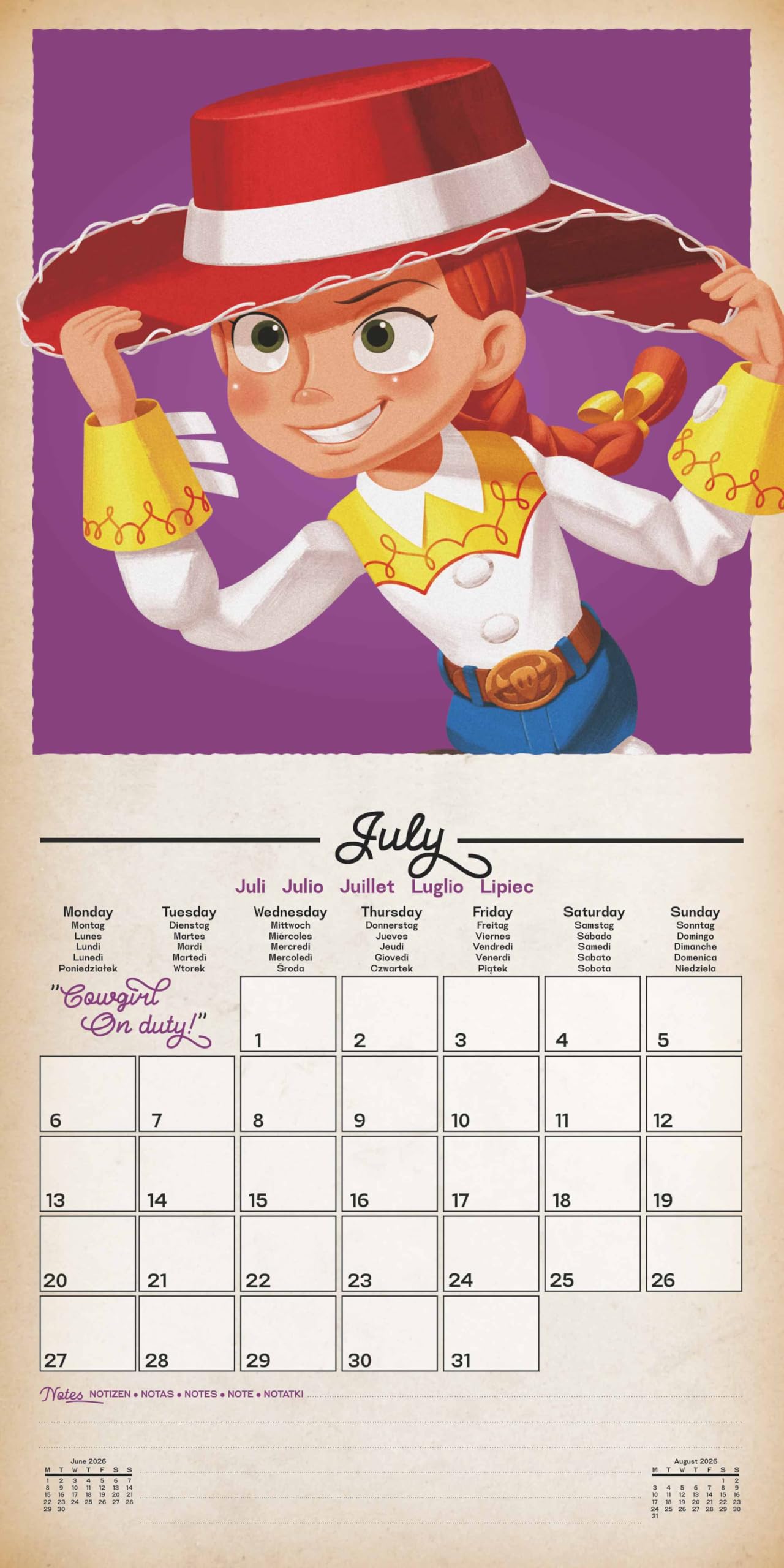 ☺︎SEGA TOYSTORY2 Jessie Block Calendar Pyramid - Toy Story 2026 - Brochure Calendar 30 x 30 cm with Woody