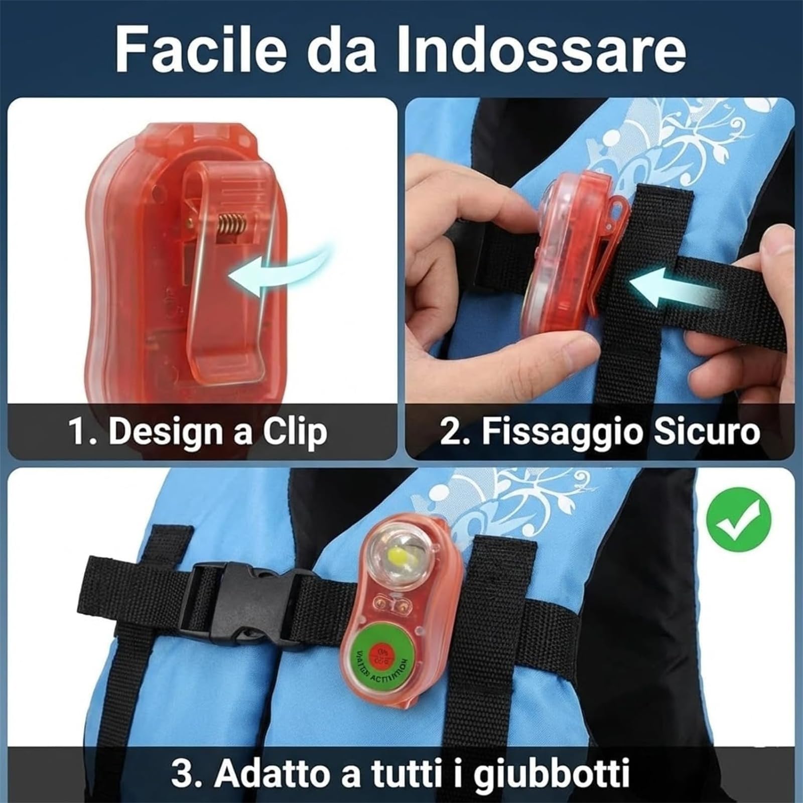 4 giubbotti di salvataggio, luci a LED, giubbotti di salvataggio lampeggianti per la sopravvivenza in acqua di emergenza