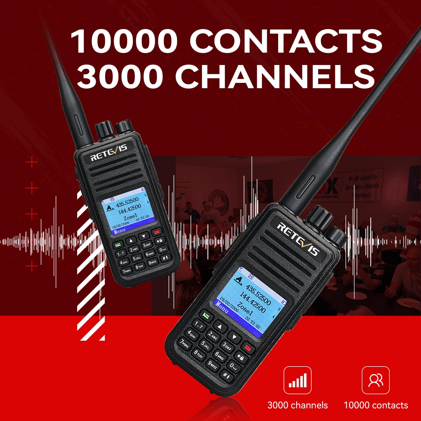 Retevis RT3S Radio DMR, Radioamatori Analogico e Digitale Combinato, Support OpenGD77, Doppio Slot Temporale per Ripetitore, Compatibile con MOTOTRBO Tier I & II per Radiotrasmittenti (1 pezzo, Nero)