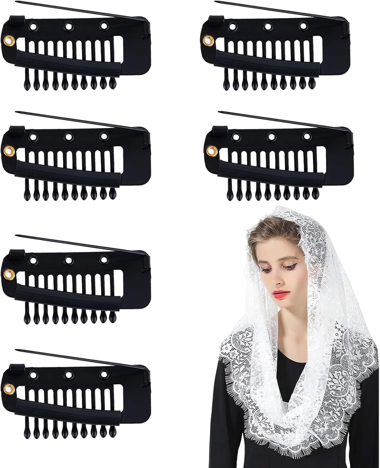 Wig Clips, 4PCS with Safety Pins, Snap & Extension Clips for Hair Extensions, Muslim Hijab Fixation Wig Clips, 4PCS with Safety Pins, Snap & Extension Clips for Hair Extensions, Muslim Hijab Fixation