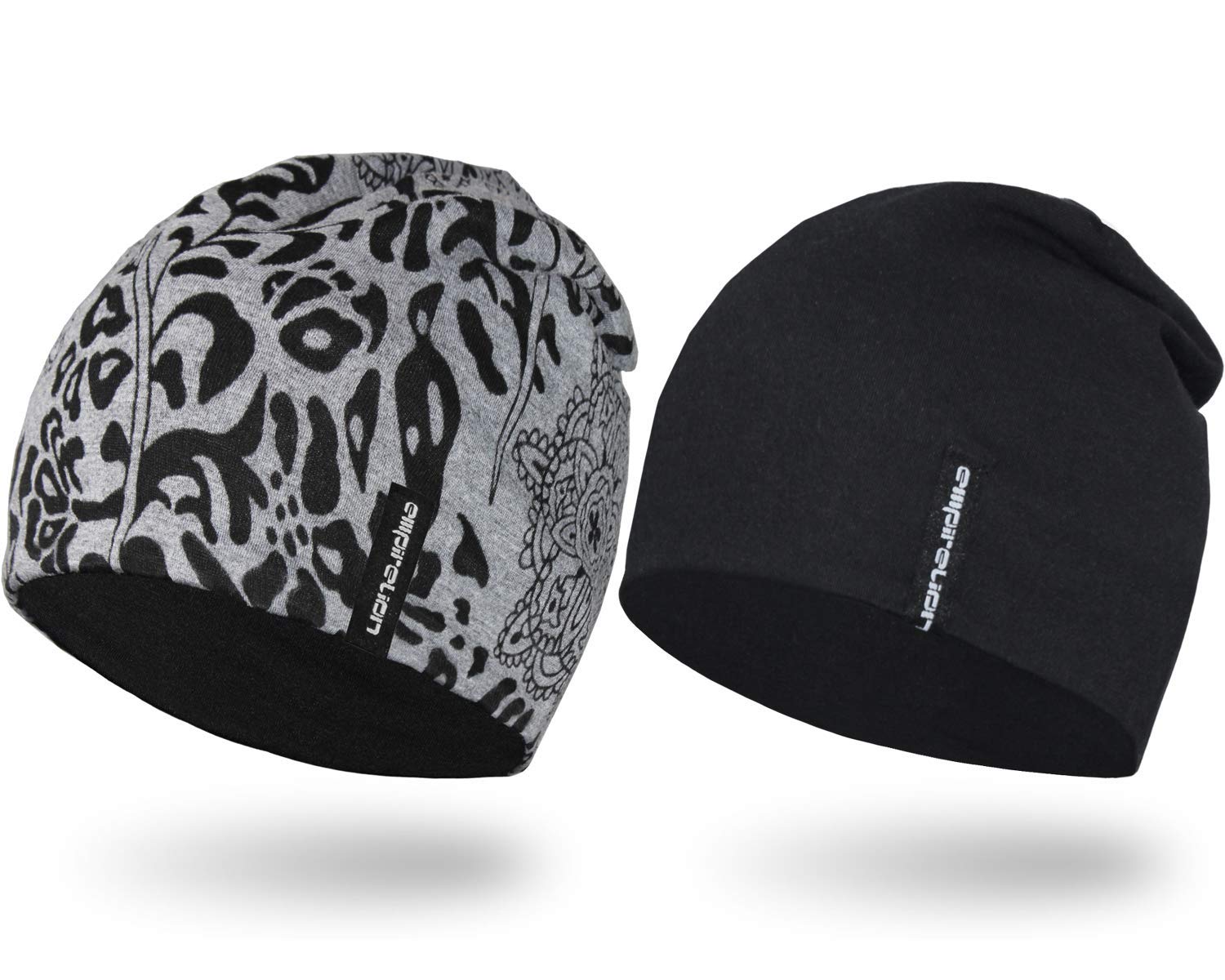 EMPIRELION 9" Multifunctional Lightweight Beanies Hats, Sun Protection Running Skull Cap Helmet Liner Sleep Caps for Men Women (Burnout A+Black)