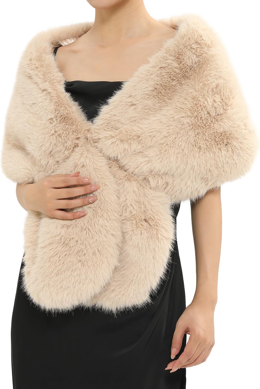 Fur Collar Scarf for Women Faux Fur Scarves Neck Shrug for Fall Winter Coat Dress - Image 4
