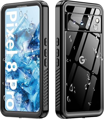 Oterkin Funda impermeable para Google Pixel 8 Pro, Pixel 8 Pro con pantalla integrada y protector de cámara, protección de cuerpo completo de 360, a