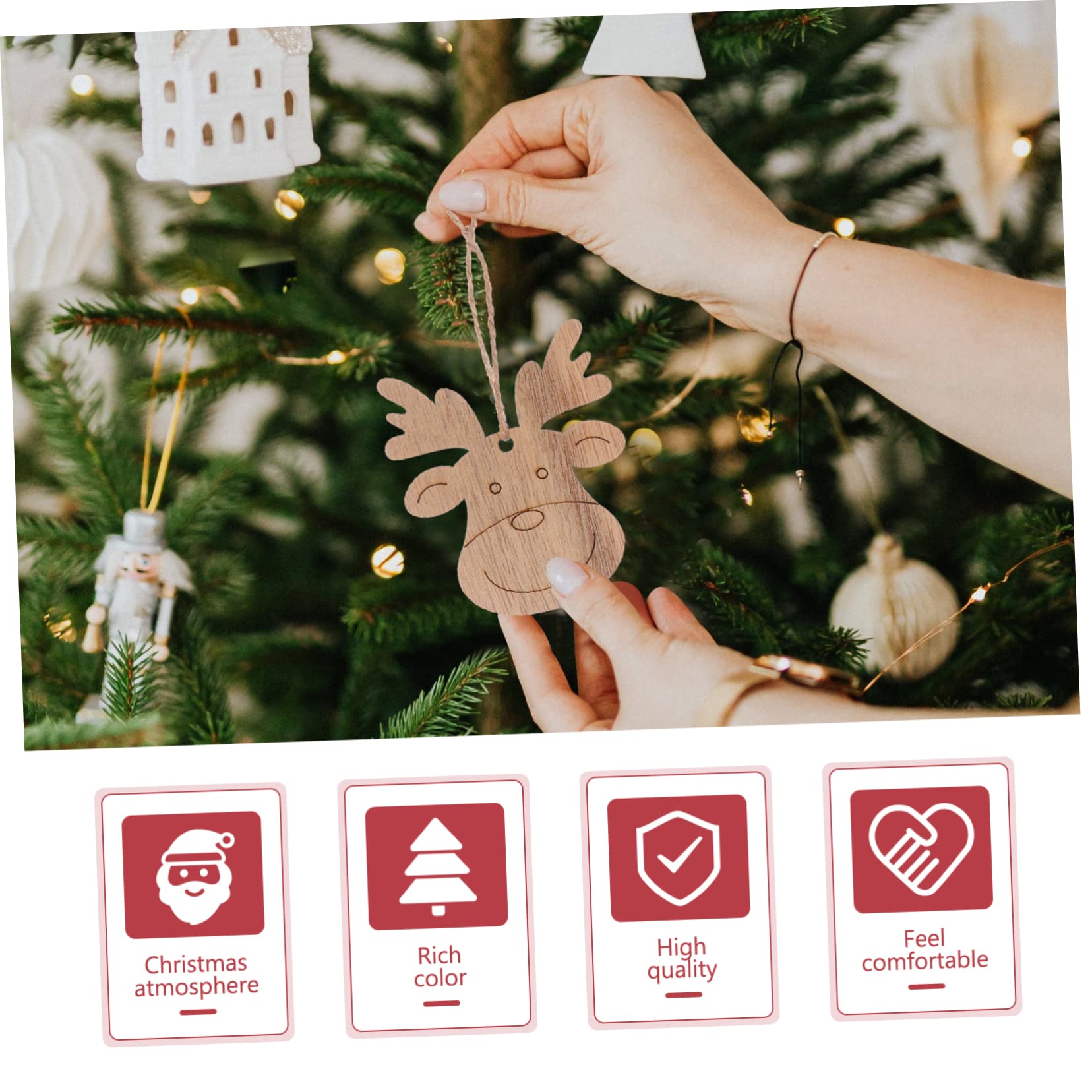 20pezzi Decorazioni Fai Da Te in Legno Testa Di Renna Appesi Per Albero Di Natale Compleanno e Ringraziamento
