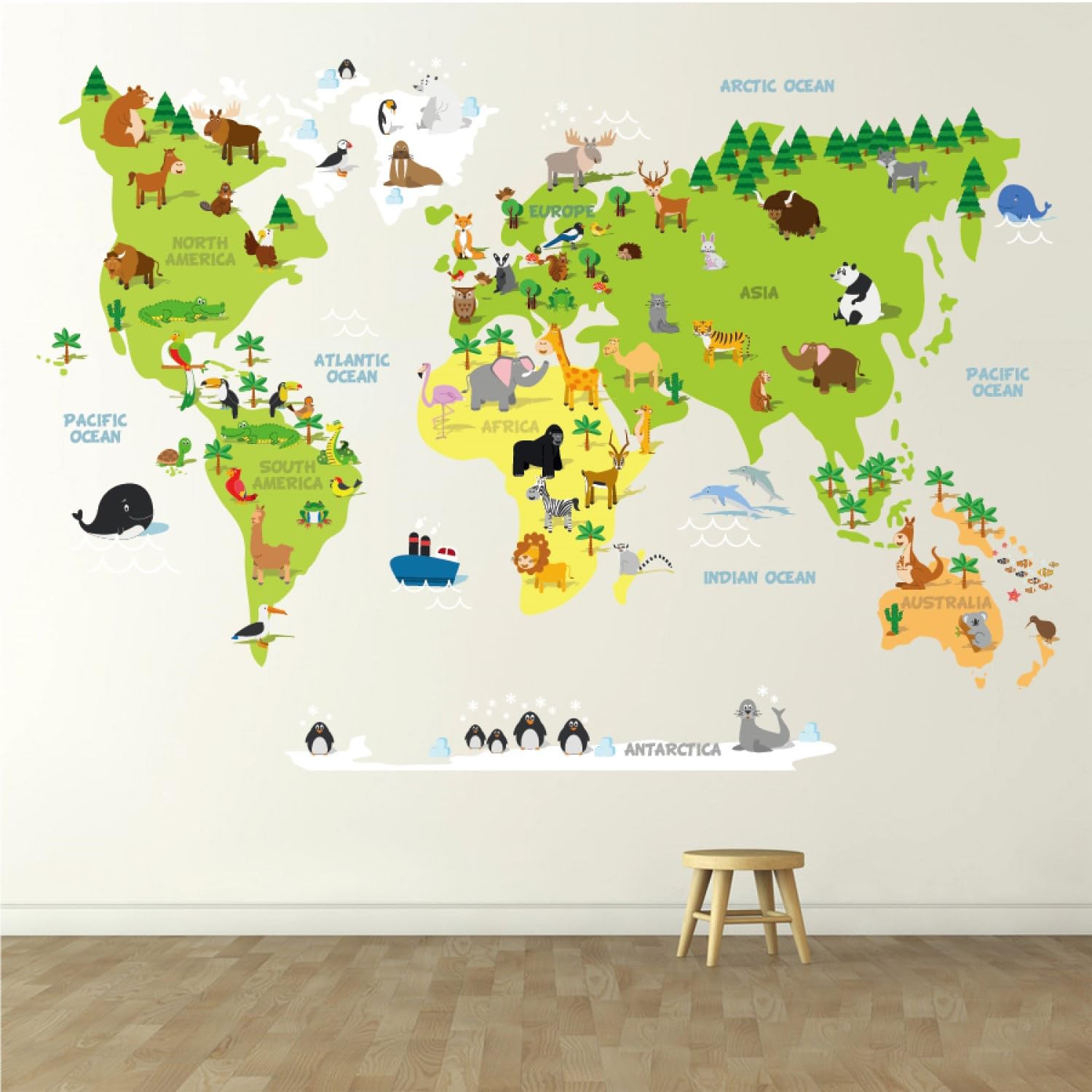 Indian Royals Educational World Map Wall Decor for Wall Sticker Poster (60 CM X 90 CM)