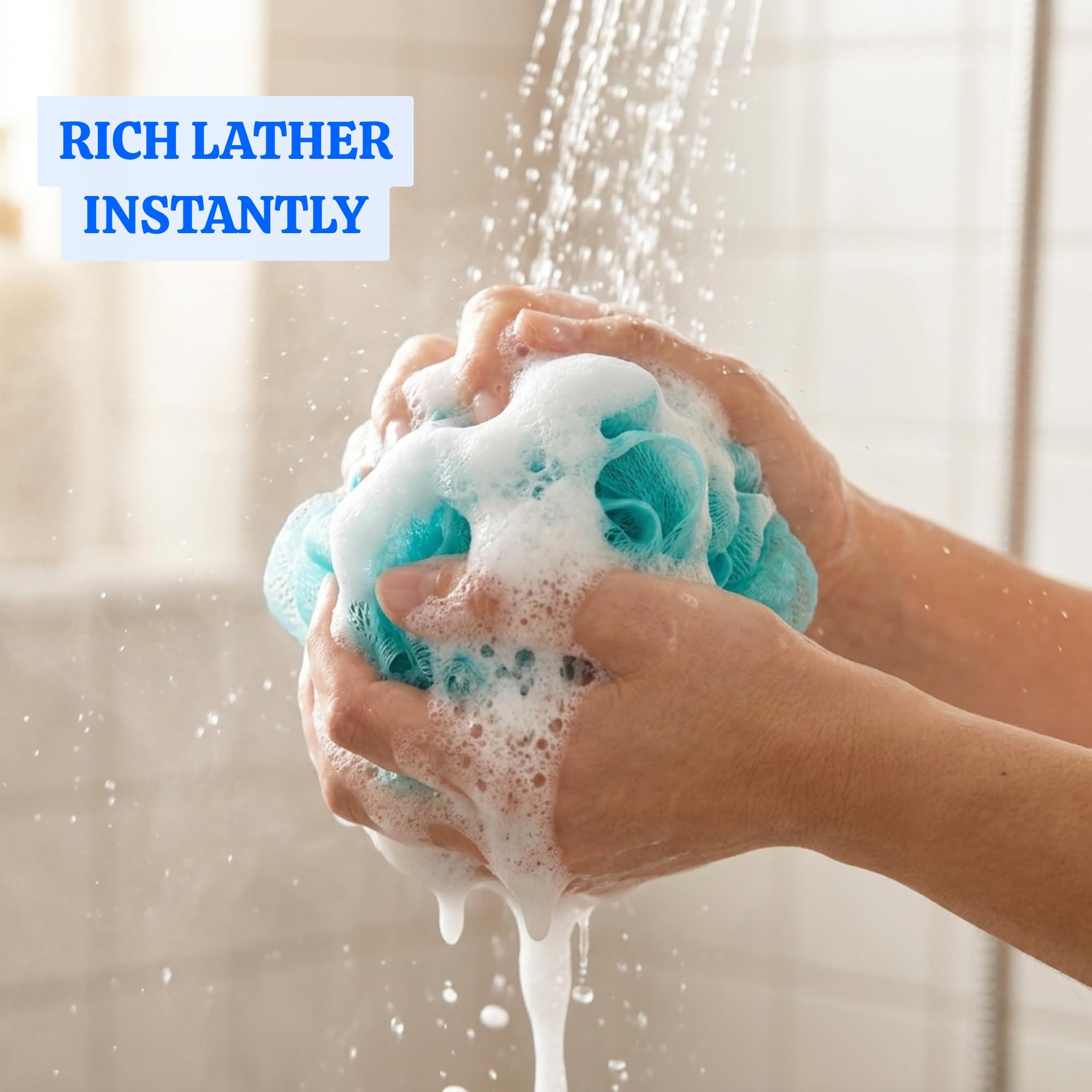 Luxebath Luffa Badeschwamm, Peeling, Körperschrubber für den Einsatz in der Dusche, mit tragbarer Reise-Tragetasche, mehrfarbig