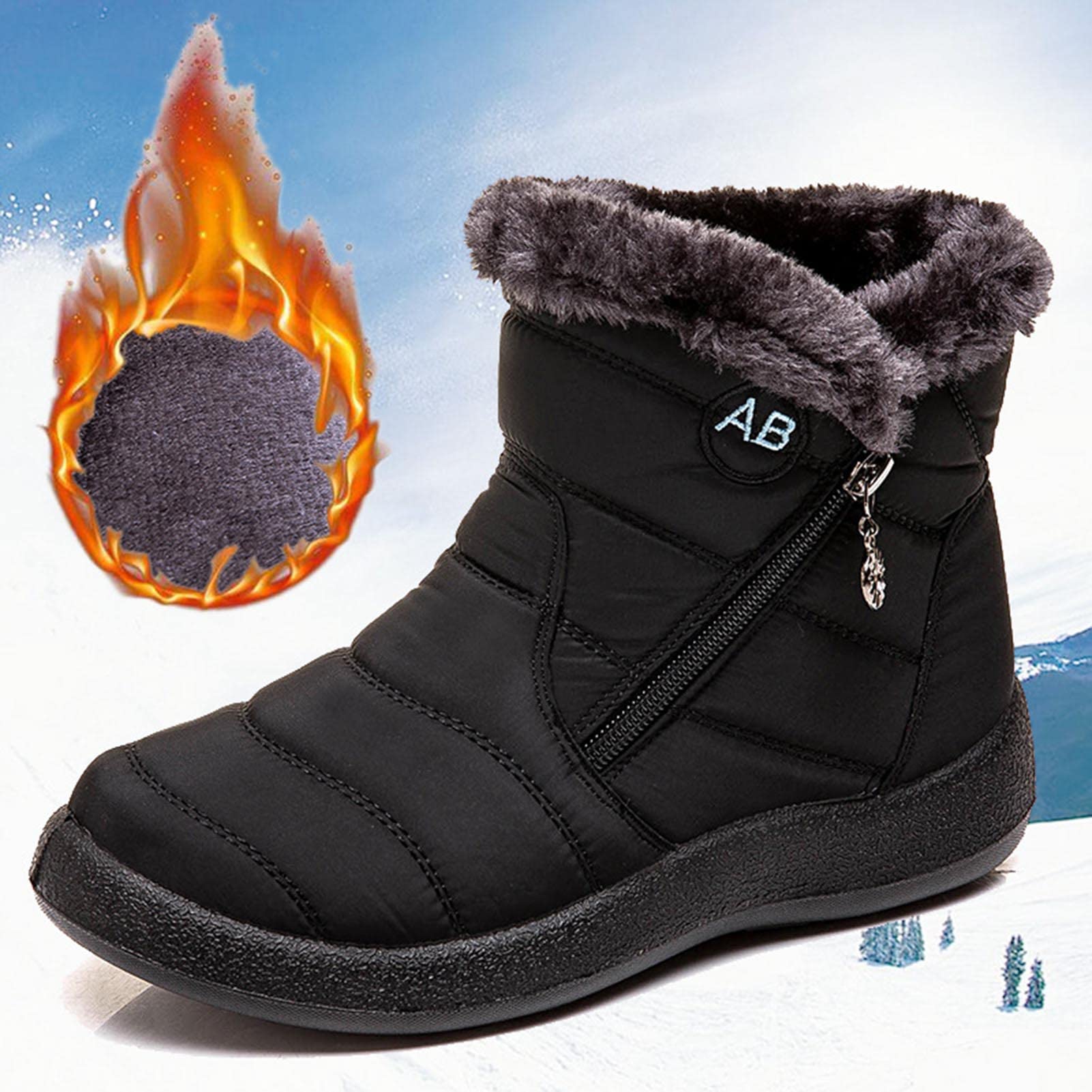Eryue Large Size New Foreign Trade Warm Black Snow Boots
