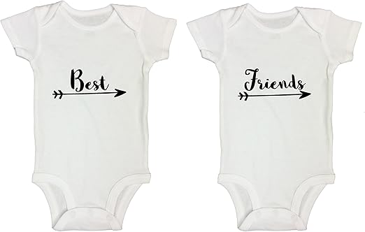 Amazon Com Twin Kids Onesies Outfit Newborn Toddler Bodysuit Best Friends Cute Boys Girls Set Of 2 T Shirts Clothing