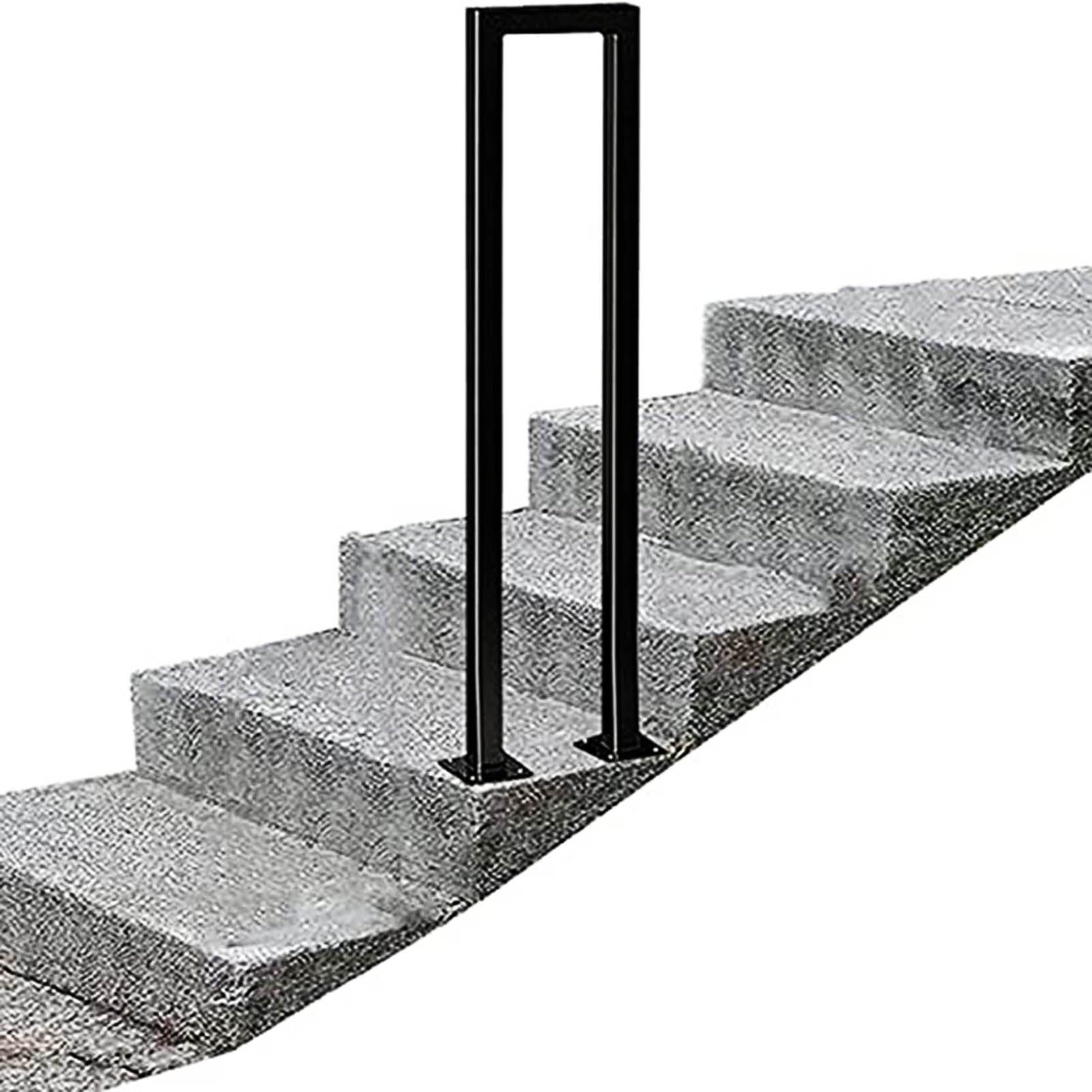 GLDYTVF U-Shaped Stair Handrail,55-100cm Black Wrought Iron Hand Rail,Safety Non-Slip Fence Support Bar,for Indoor Outdoor Villa Porch Garden Loft Corridor 1 Step Railing(Size:65cm/25.6in)