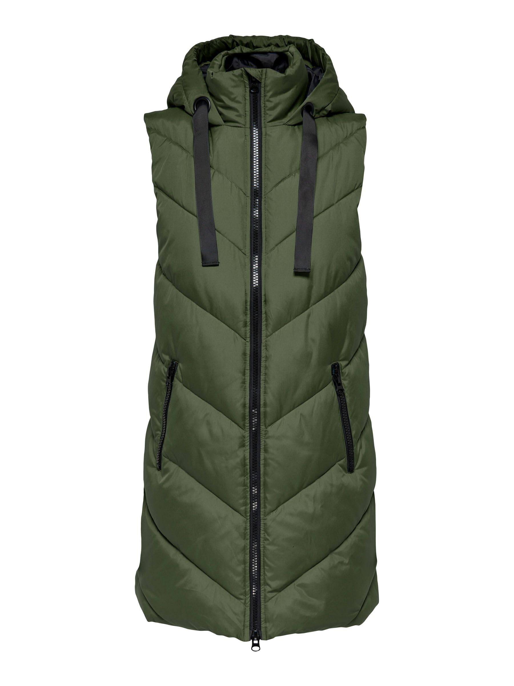 JDY Jdy Skylar Padded Hood Waistcoat Otw Noos Chaleco, Mujer, Forest Night/​Detail:​BLACK, S