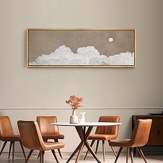 SIGNFORD Large Framed Canvas Print Wall Art Cloudy Moon Serene Sky Scene Illustrations Modern Art Calm Warm for Living Room, Bedroom, Office - 60"x20"