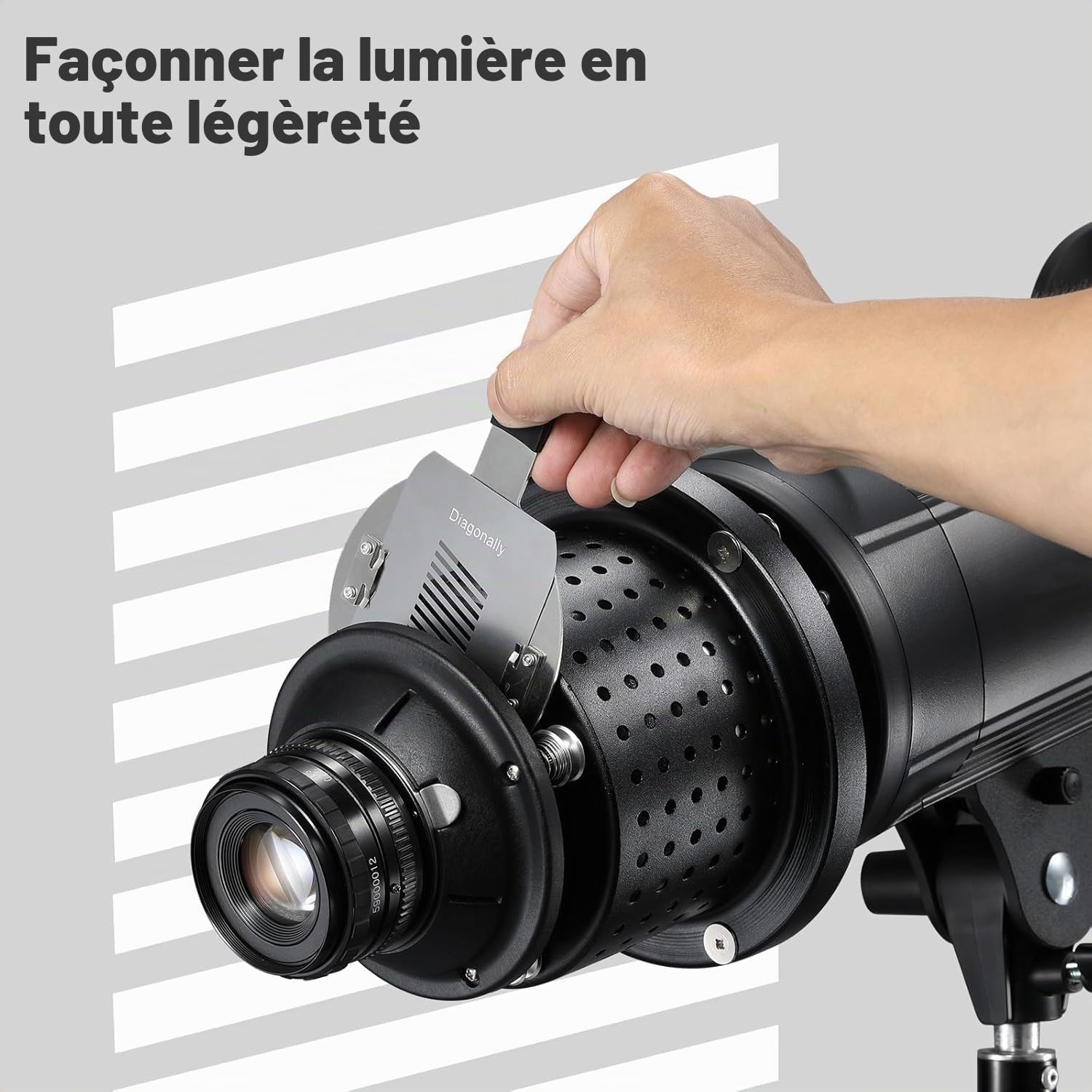 GOBO Set pour Alliage D'aluminium Optique Conique Snoot 8 x Gobos Cartes Graphiques Plaques Métalliques avec Motifs Creux pour Art Spécial Accessoires Photographie pour GOBO Projecteur Bowens