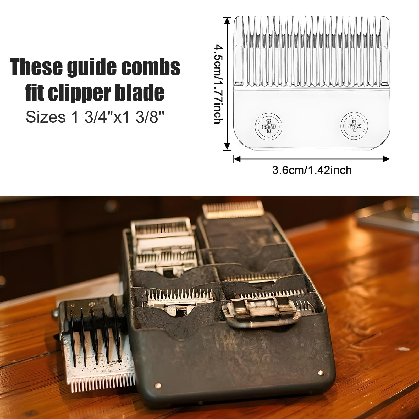 8 protectores de pelo de 3 pulgadas, guías de peines de corte de pelo grises, 1 y 1/4 pulgadas, 1 y 1/2 pulgadas, 2 pulgadas, # 16 n.º 12 n.º 10, compatible con la mayoría de cortadoras de pelo Wahl