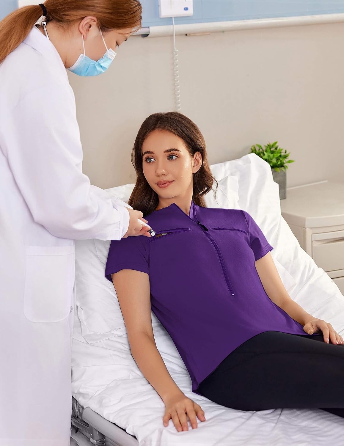Deyeek Chemo Shirts for Port Access Women 2 Side Snap Short Sleeve Shoulder Surgery Rotator Cuff Dialysis Recovery Shirts