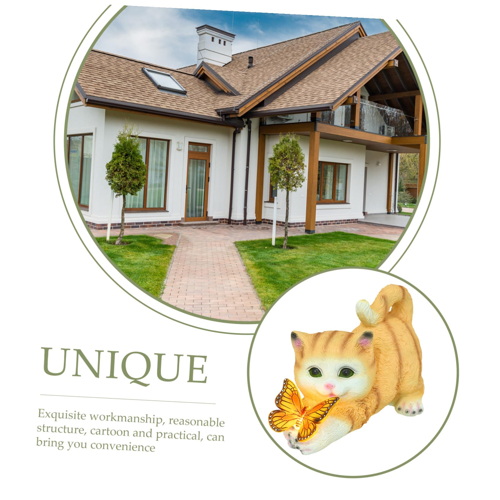 Lurrose Katzenfigur aus Kunstharz mit Realistischer Form als Gartendeko | Gelb, Detailreiches Design für Außenbereiche, Sammler und Tierliebhaber