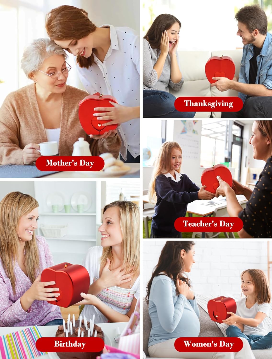 Forever Red Roses in A Box Preserved Rose with Rainbow Necklace Heart Box to My Love Birthday Gift for Women Mom Wife Girlfriend - Image 4