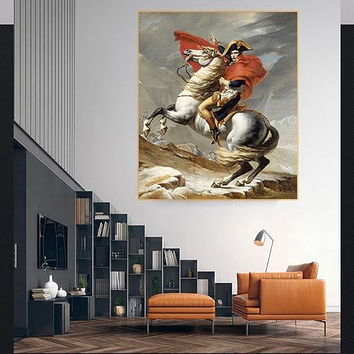Miniatura 2 de Cuadros famosa impresa en lienzo.Jacques-Louis David "Napoleón cruzando los Alpes" lienzo cuadro de arte de pared para decoración del hogar 7.9x9.8