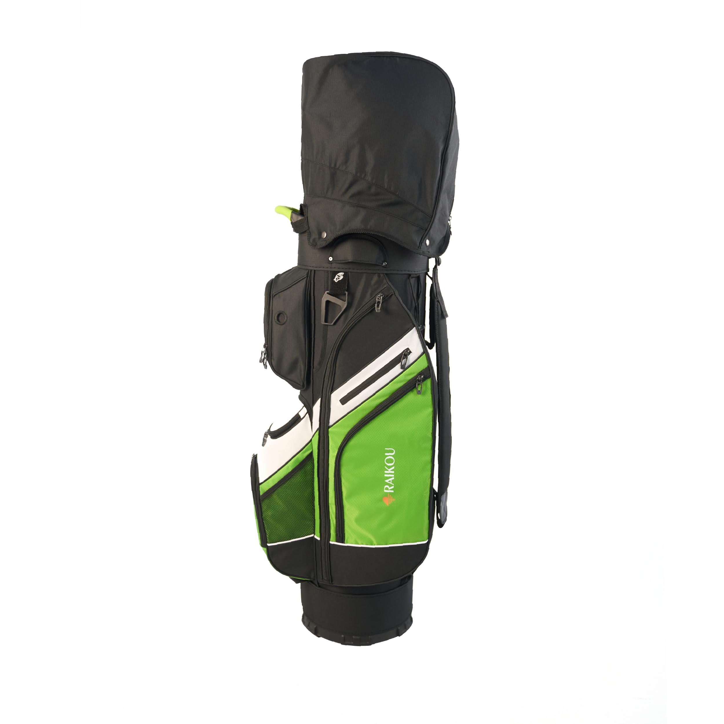 RAIKOU Golf Cartbag mit 14-Fach Organizer, Wasserabweisende Golftasche, 9 Taschen, Schuhfach, leicht & stabil, Grau/Schwarz/Weiß