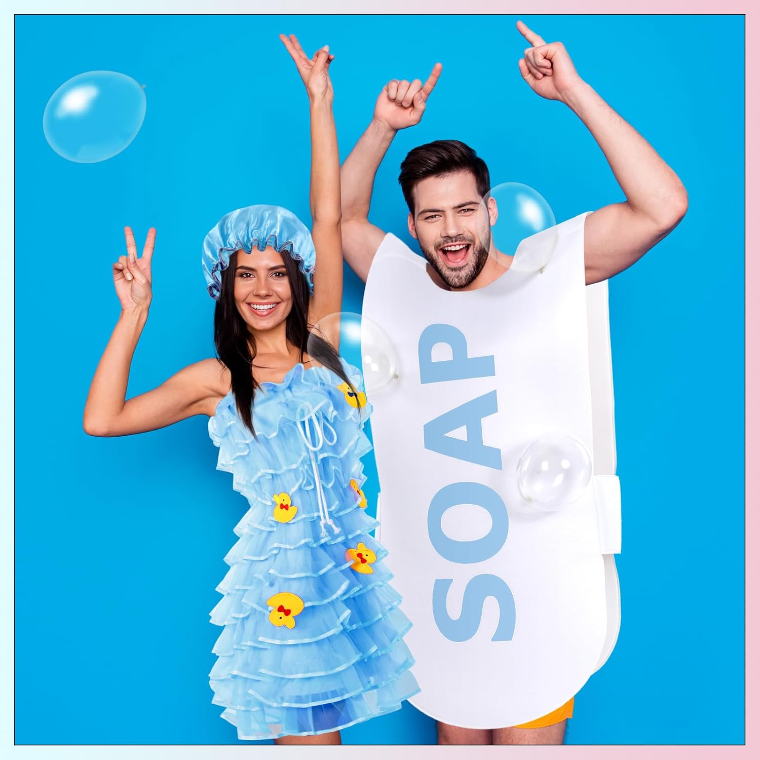 Suhine 23 Pcs Loofah and Soap Costume Halloween Party Couple Novelty Costumes for Adult Role Play Carnival Cosplay - Image 5