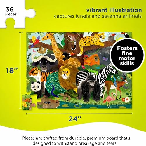 Miniatura 3 de Crocodile Creek Rompecabezas de piso de 36 piezas, divertidos rompecabezas de suelo para niños de 3 a 5 años, caja con forma resistente