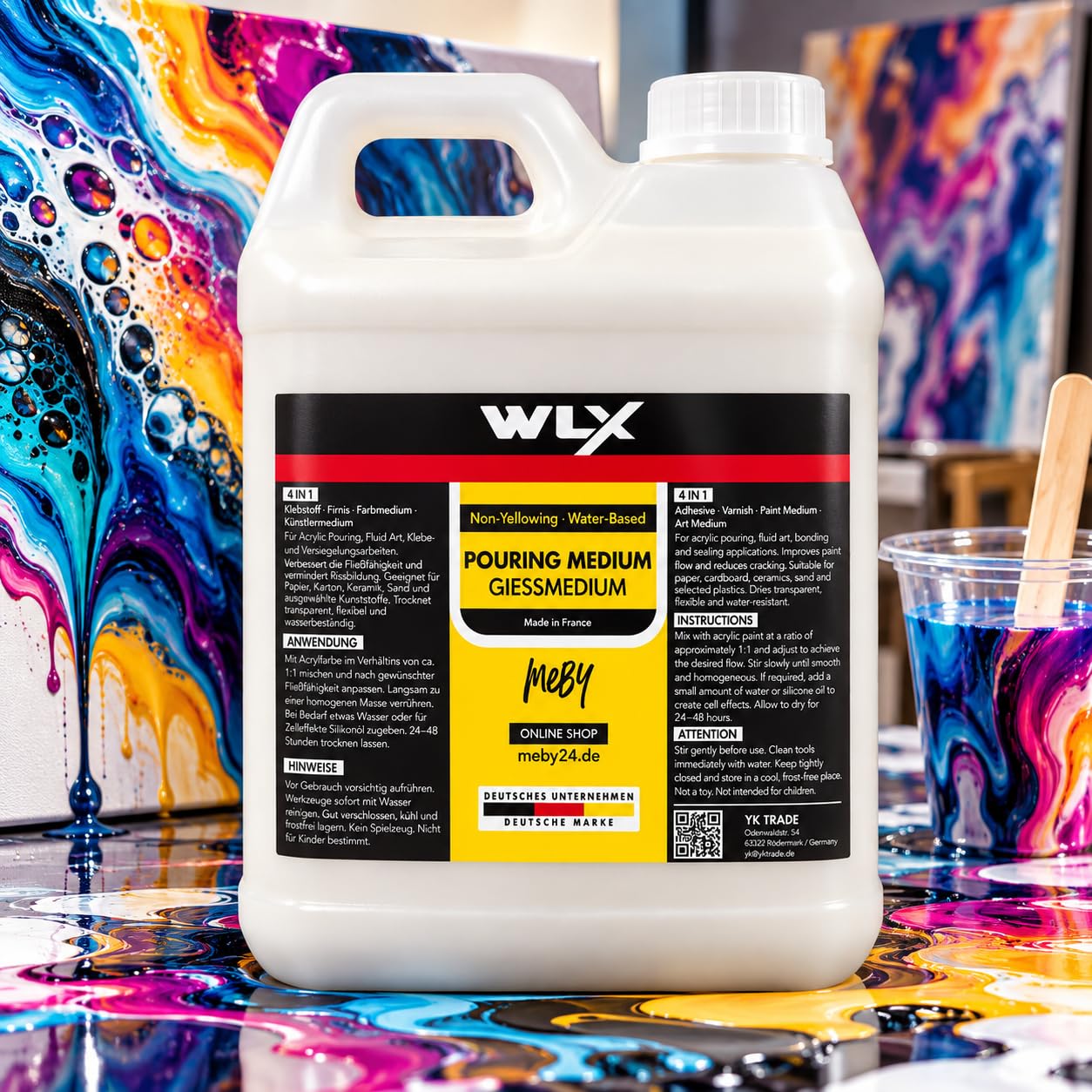 WLX Pouring Medium 4 en 1 pour peintures acryliques et Fluid Art - 5 l