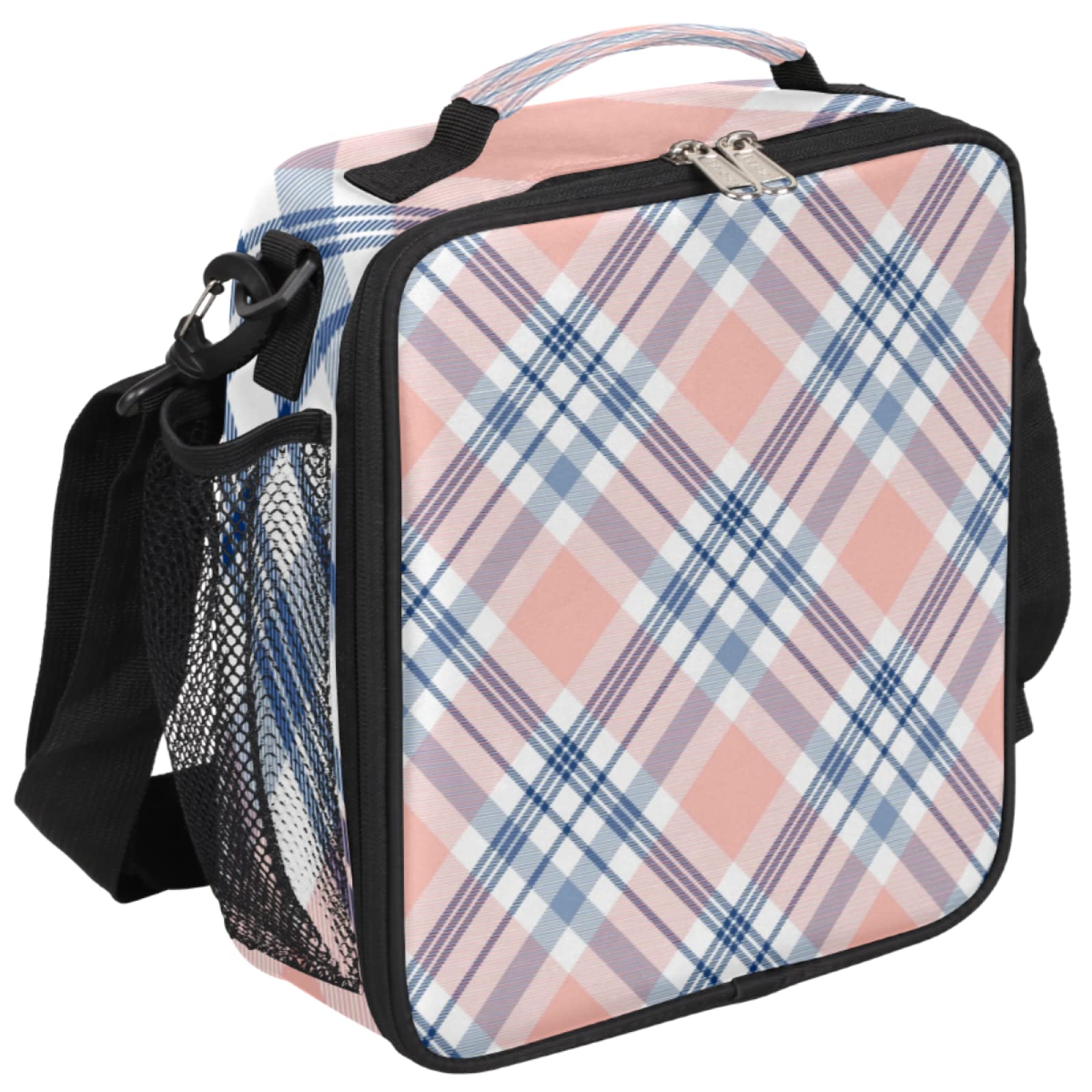 pink checkered lunch box