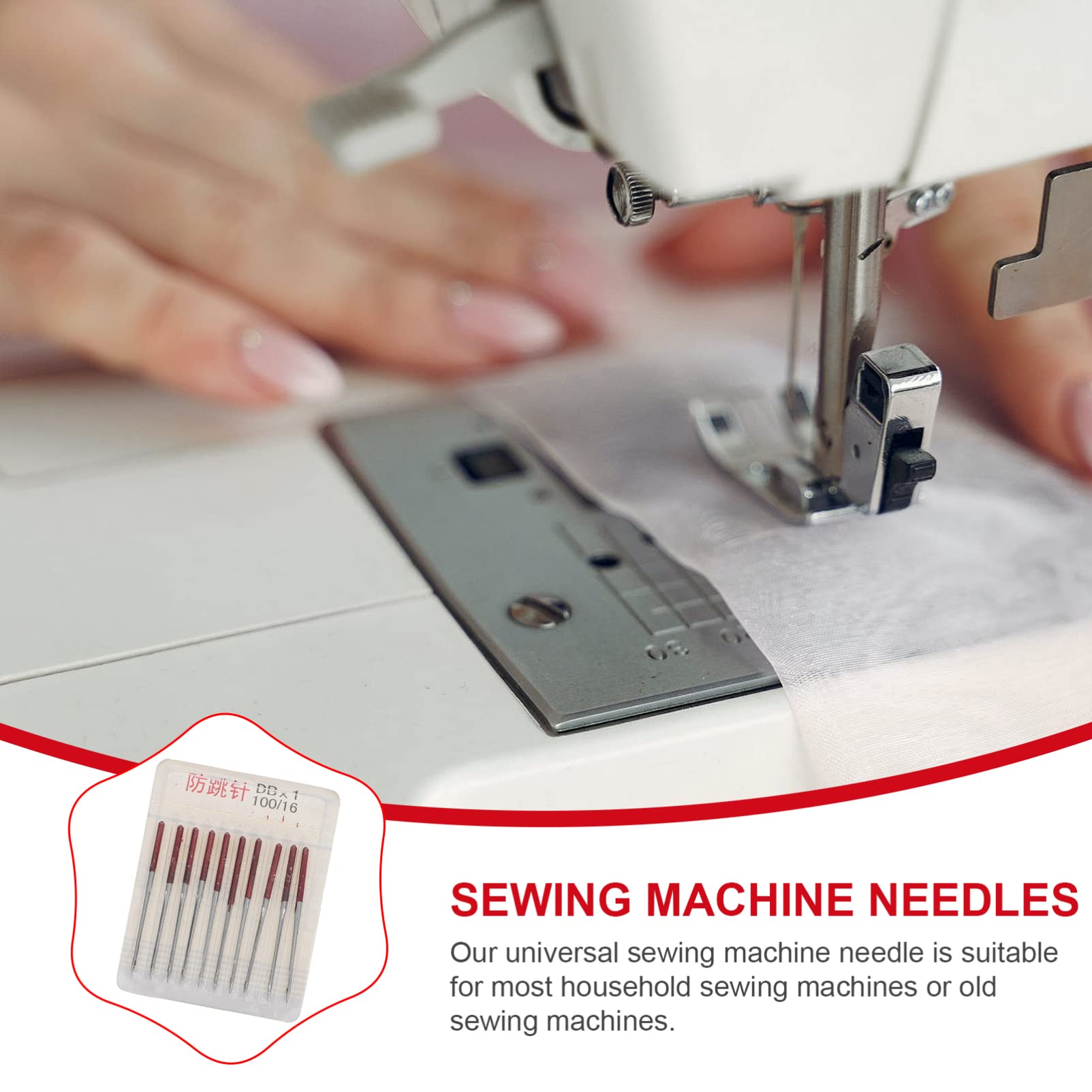 Lurrose Agujas para Máquinas de Coser Industriales y Anti-salto 50 Piezas, Multiusos para Tela Elástica, Accesorio de Costura Versátil, Adecuado para Tejidos Ligeros en Costura Doméstica