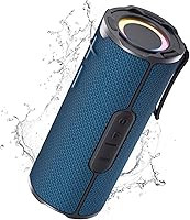 Vista 9 de COOPERS Altavoz Bluetooth portátil, altavoz Bluetooth inalámbrico, altavoces impermeables IPX5 con luces RGB, graves profundos de sonido estéreo Rojo