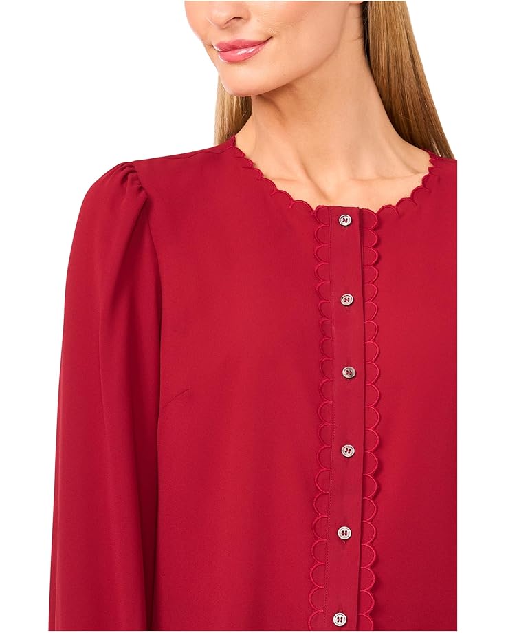 CeCe Long Sleeve Button Down Scalloped Top - #3 of 3