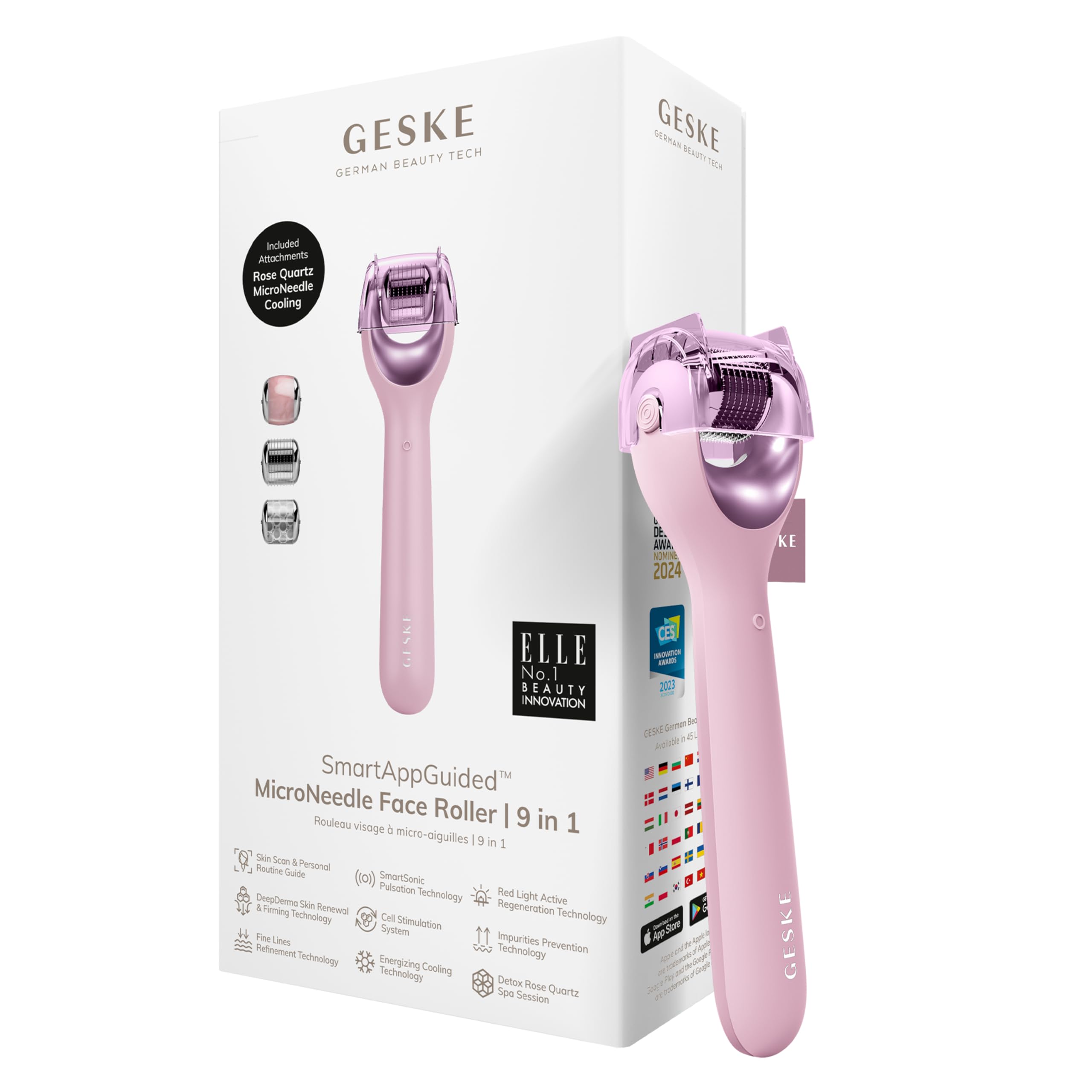 Geske Microneedle Face Roller 9 In 1 Pink