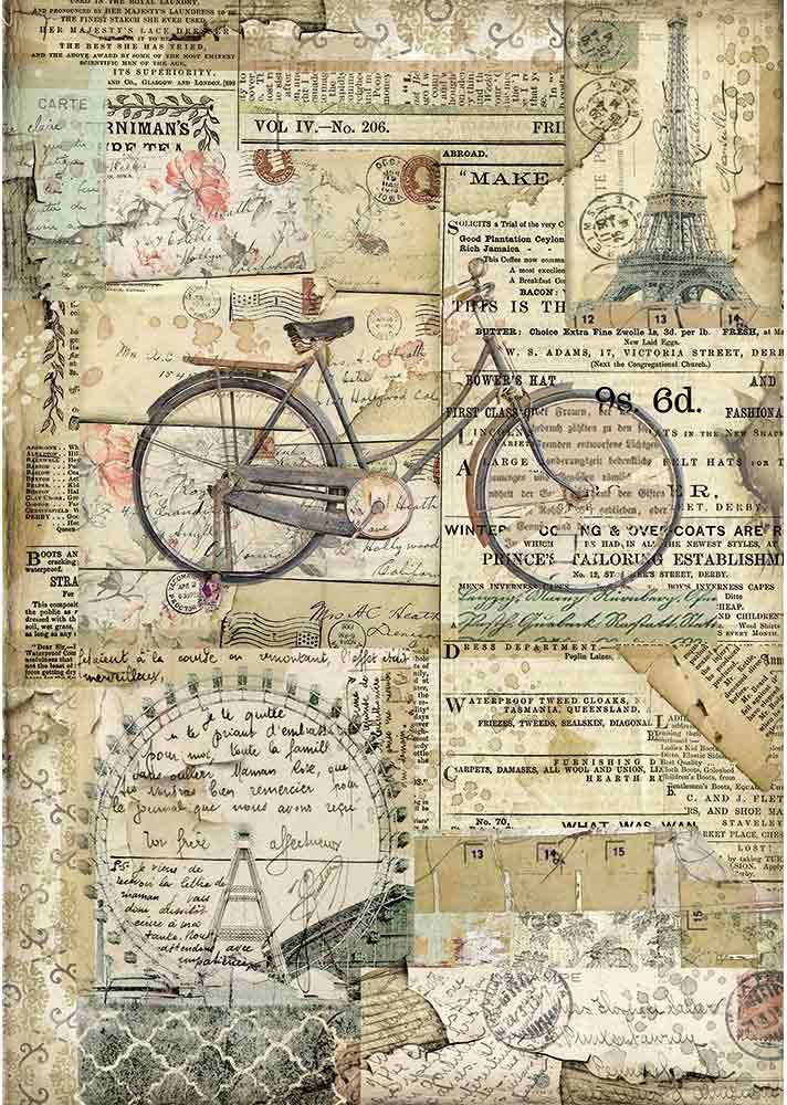 STAMPERIA INTERNATIONAL, KFT Rice Paper Pack A4 Bicycle, One Size