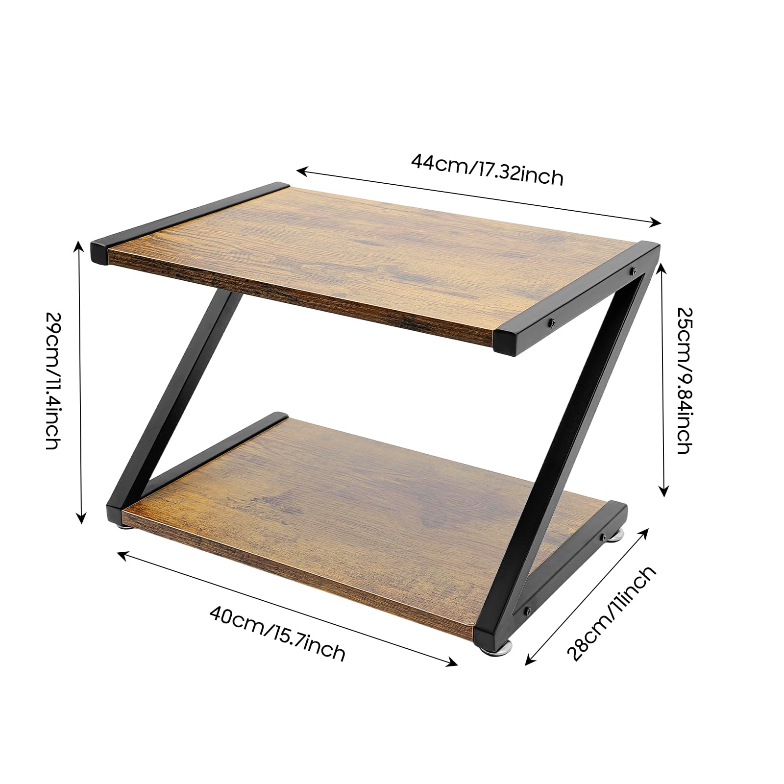 Supporto per stampante da scrivania a 2 livelli, supporto per stampante da scrivania, supporto in metallo a forma di Z, supporto multifunzione per stampante, fotocopiatrice, scanner, 44 x 28 x 29 cm