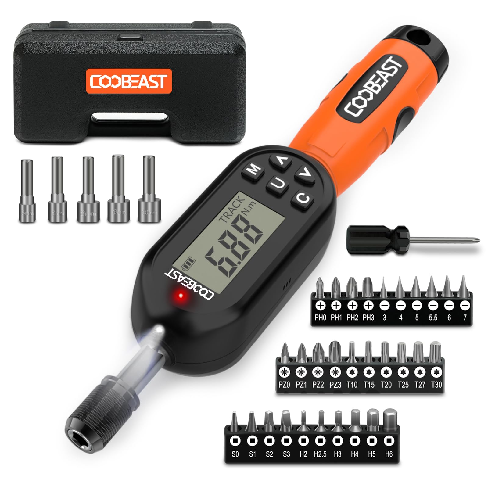 coobeast 38pcs Torque Screwdriver 1.01-106.2 in-lbs/0.11-12 Nm, 1