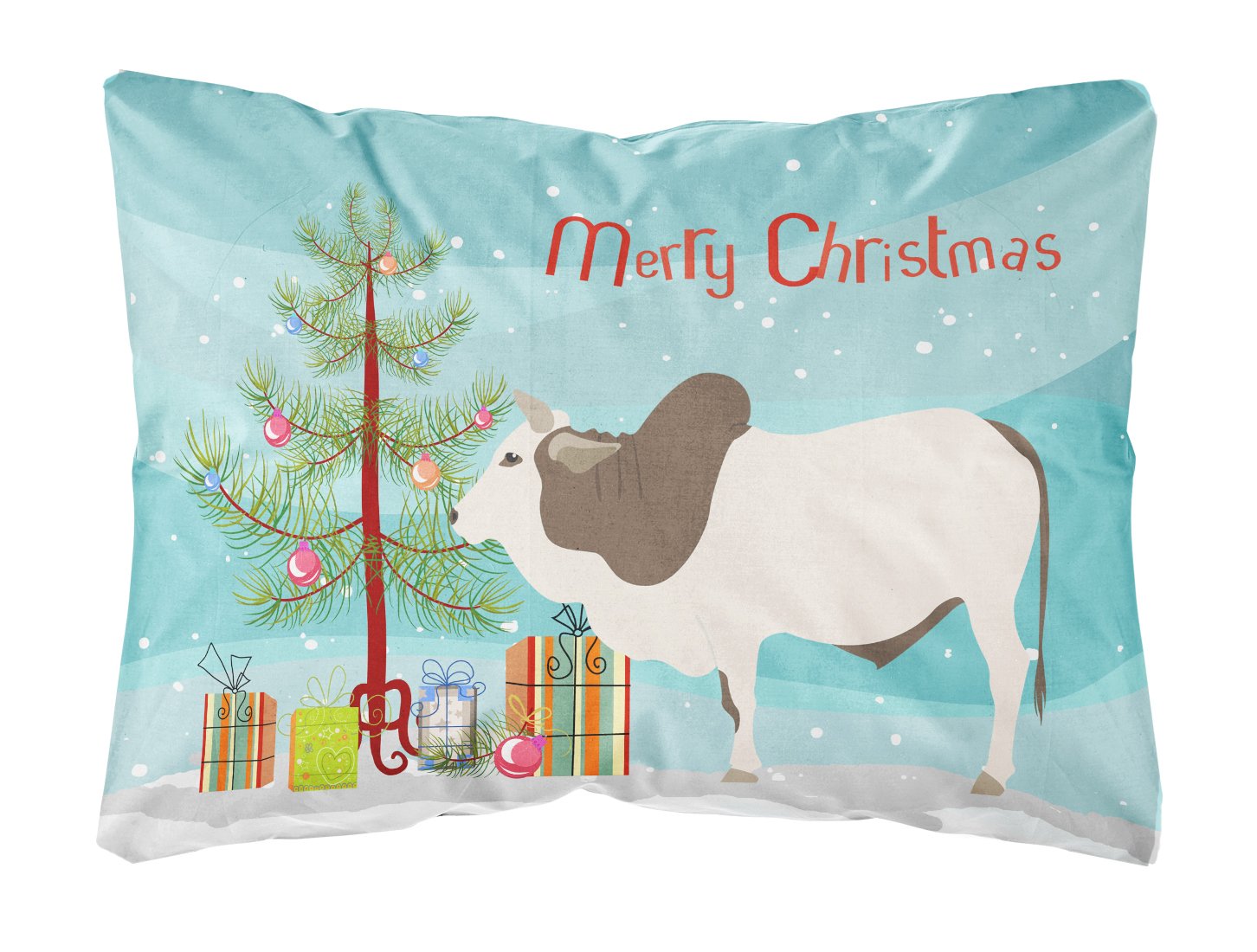 Caroline's Treasures BB9197PW1216 Malvi Cow Christmas Canvas Fabric Decorative Pillow, 12H x16W, Multicolor