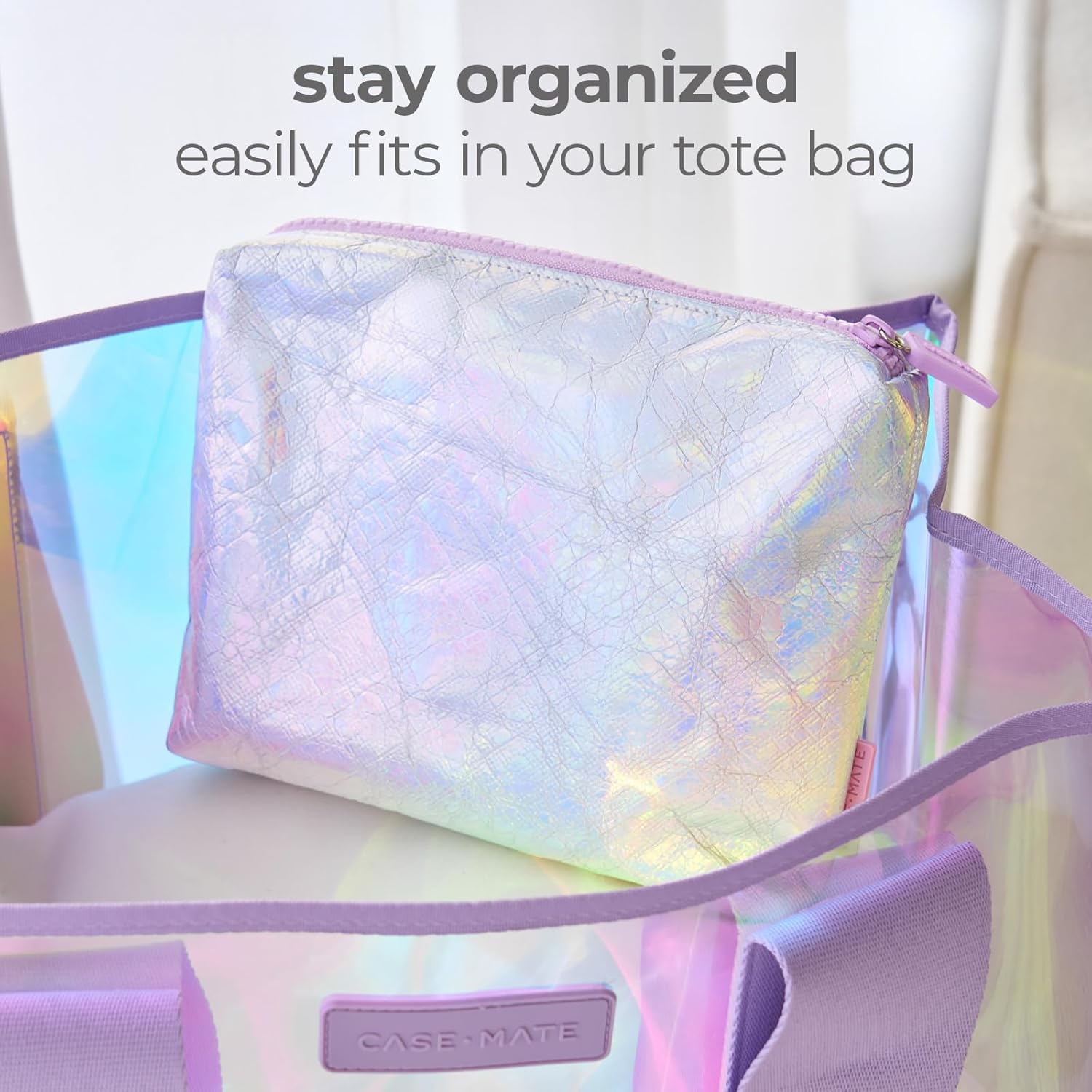 Case-Mate Essential Crinkle Makeup Bag - Waterproof Zipper Pouch - Daily Use Travel Pouch for Toiletries and Beach