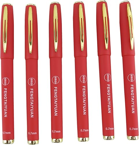 Miniatura 2 de Fengtaiyuan R07P18x6, bolígrafos de punta redonda de tinta de gel roja, cómodo agarre antideslizante, tinta roja, punta fina, 0.028 in, tinta de