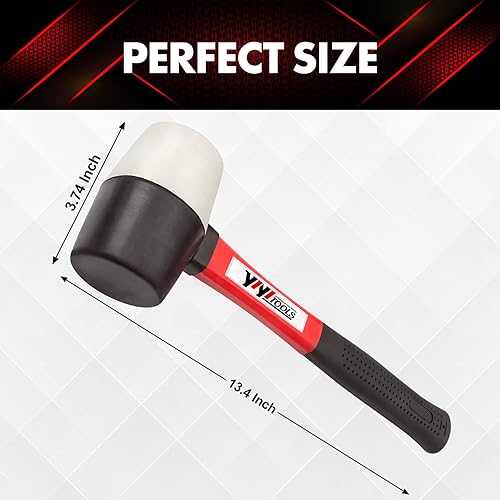 Vista 18 de YY-2-005 - Martillo tipo mazo de goma con mango de madera, 8 onzas, negro