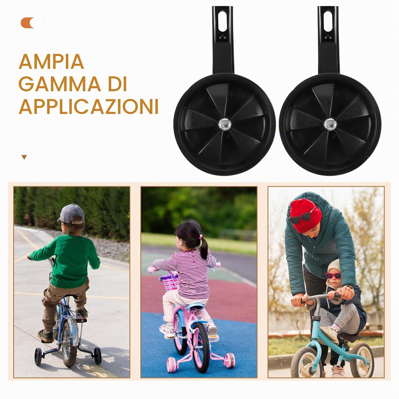 Bici Accessori la Bicicletta Ragazza per 16 Pollici Ragazzo Rotelle Supporto in Acciaio e Plastica Stabilizzatori Sicuri e Facili da Installare Anni 3-8