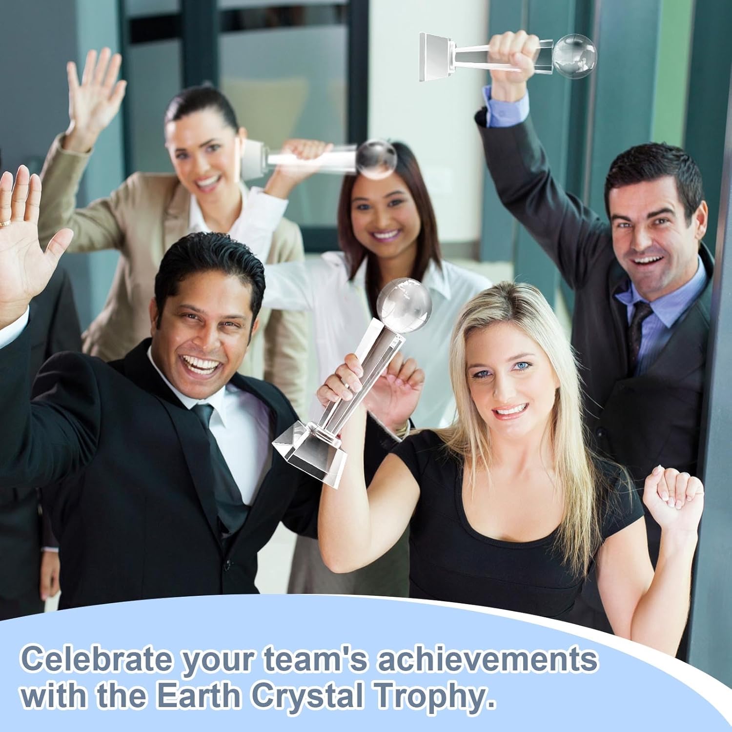 Meooeck 2 Pcs 9x2.8'' Crystal Glass Trophy with Gift Box Large Trophy Award Glass Paperweight Tournament Table Desktop Decor