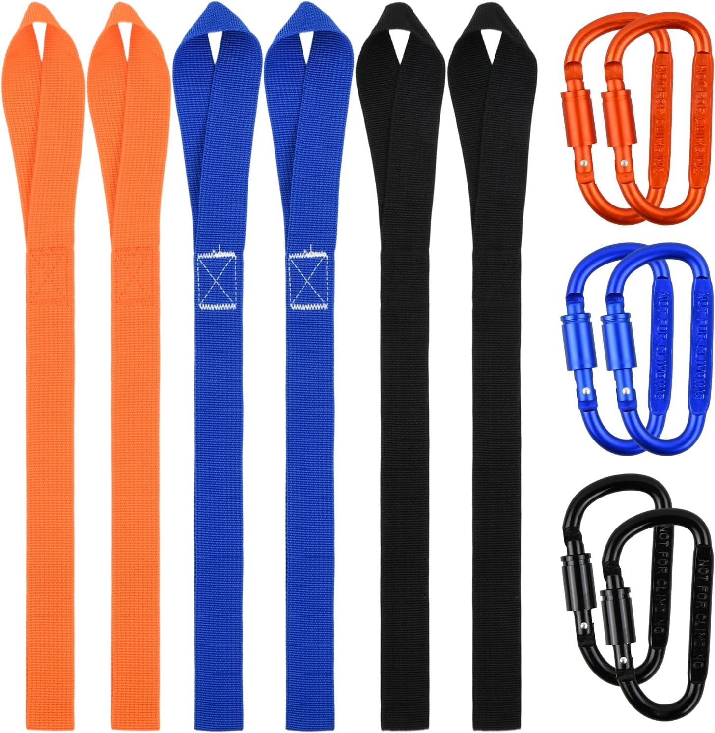 9 Pcs Lashing Loops, Tie Down Straps, Heavy Duty Soft Loop Tie Down Straps, Nylon Lashing Loops with 6 D-Ring for Motorcycle, Bicycle, Roof Rack, Trailer Transport (Black+Blue+Orange)